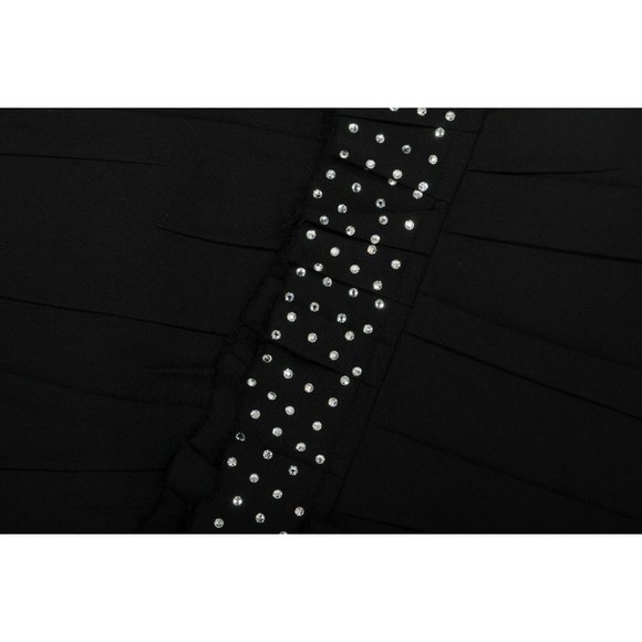 Saint Laurent YSL Black Embroidered Crystal Asymmetrical Short Skirt Size F38 - Picture 3 of 12